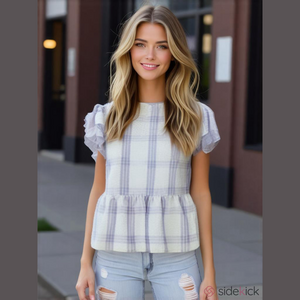 ASOS Plaid Flutter Peplum Top